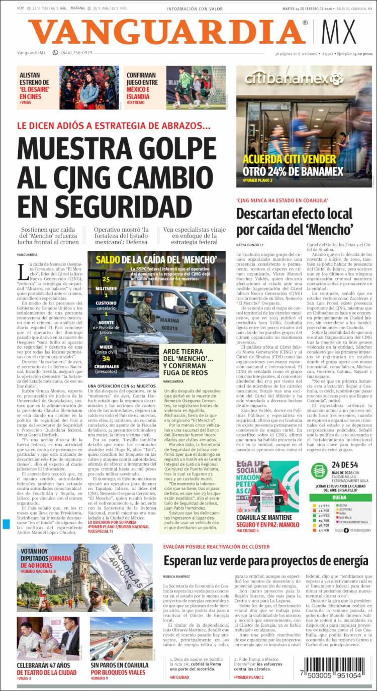 Portada de Vanguardia (México)