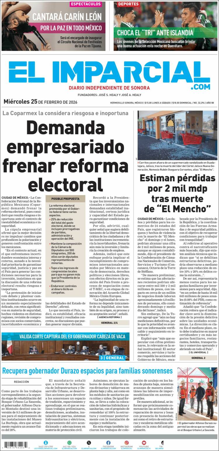 Portada de El Imparcial (México)