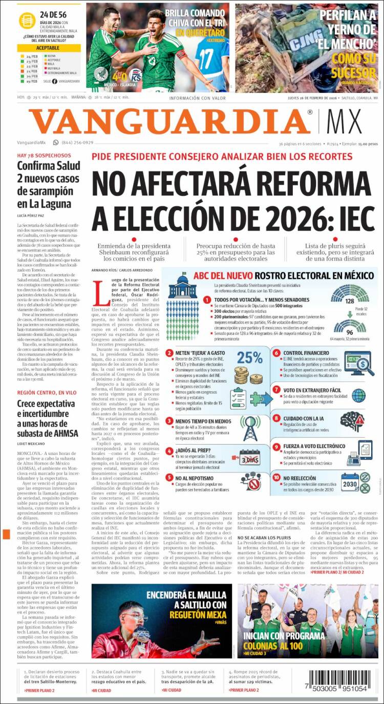 Portada de Vanguardia (México)