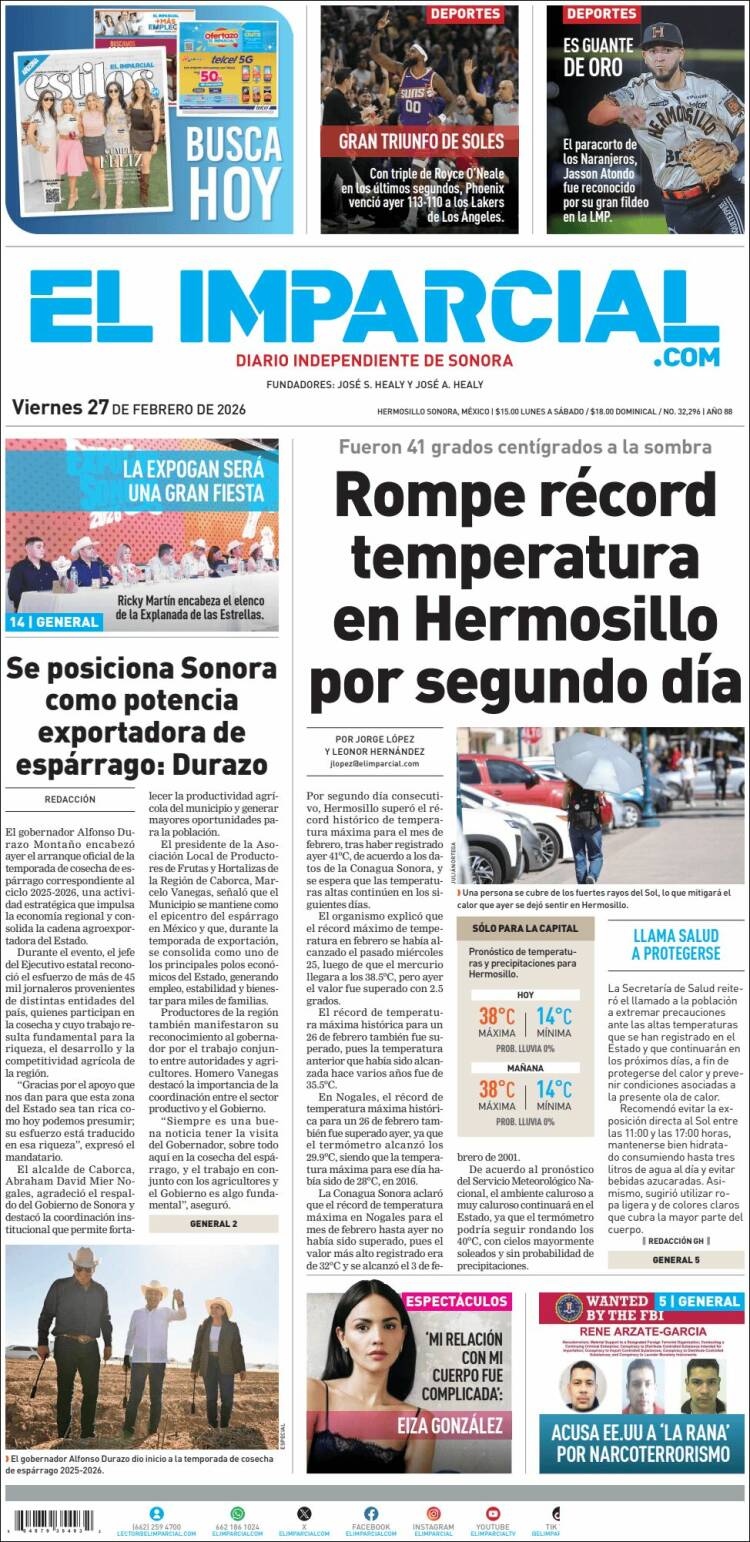 Portada de El Imparcial (México)