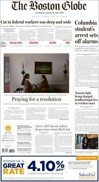 Portada de Boston Globe (USA)