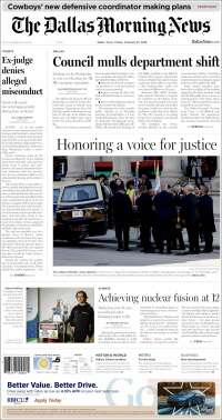 Portada de Dallas Morning News (USA)