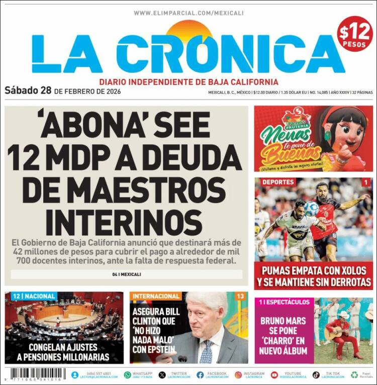 Portada de La Crónica de Baja California (México)