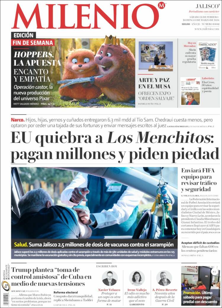 Portada de Milenio - Jalisco (México)