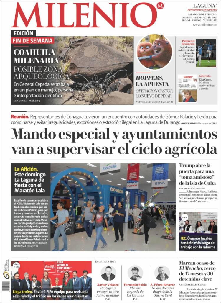 Portada de Milenio - Laguna (México)