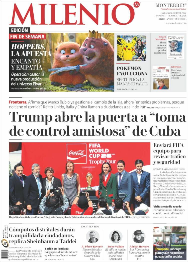 Portada de Milenio de Monterrey (México)