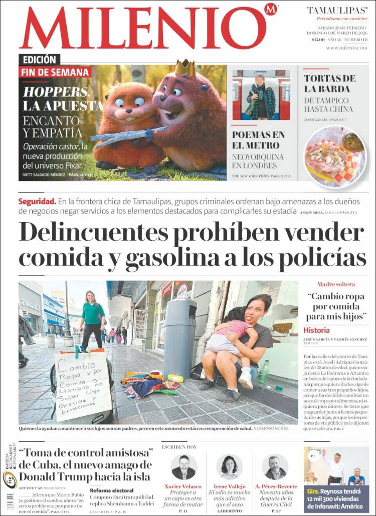 Portada de Milenio - Tamaulipas (México)