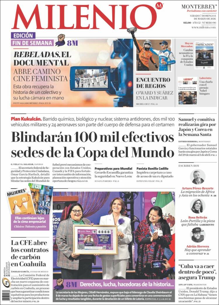 Portada de Milenio de Monterrey (México)