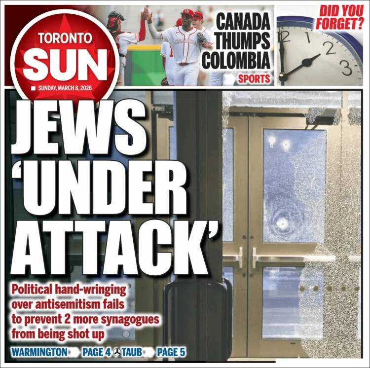 Portada de The Toronto Sun (Canada)
