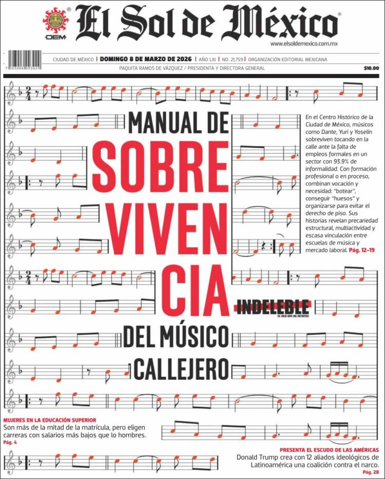 Portada de El Sol de México (Mexique)