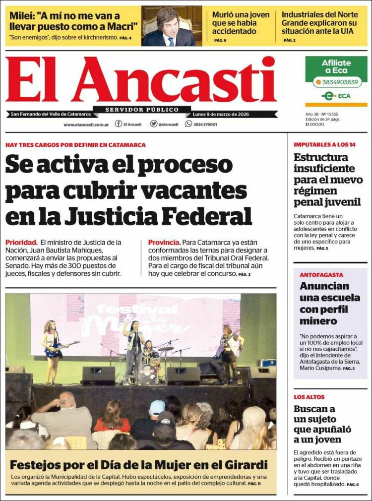 Portada de El Ancasti (Argentina)