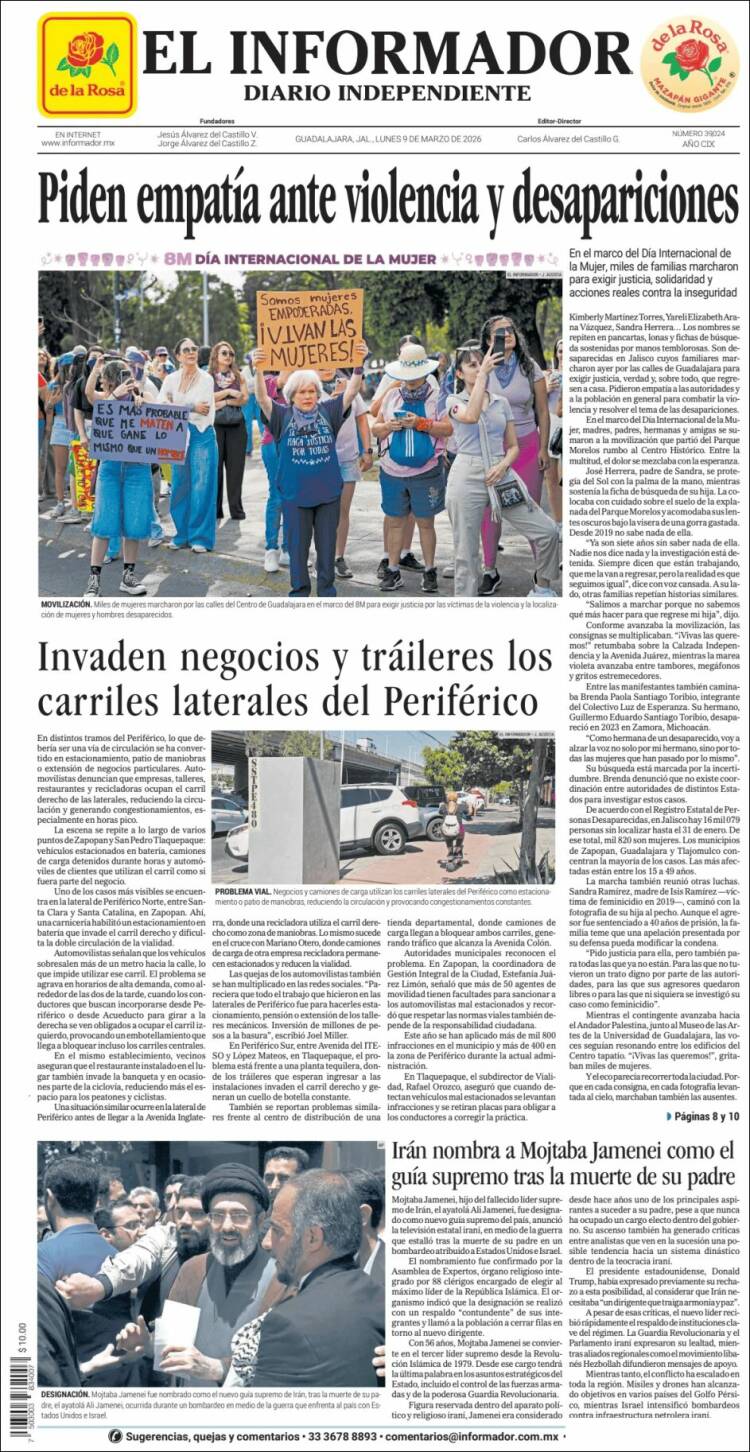 Portada de El Informador (Mexique)