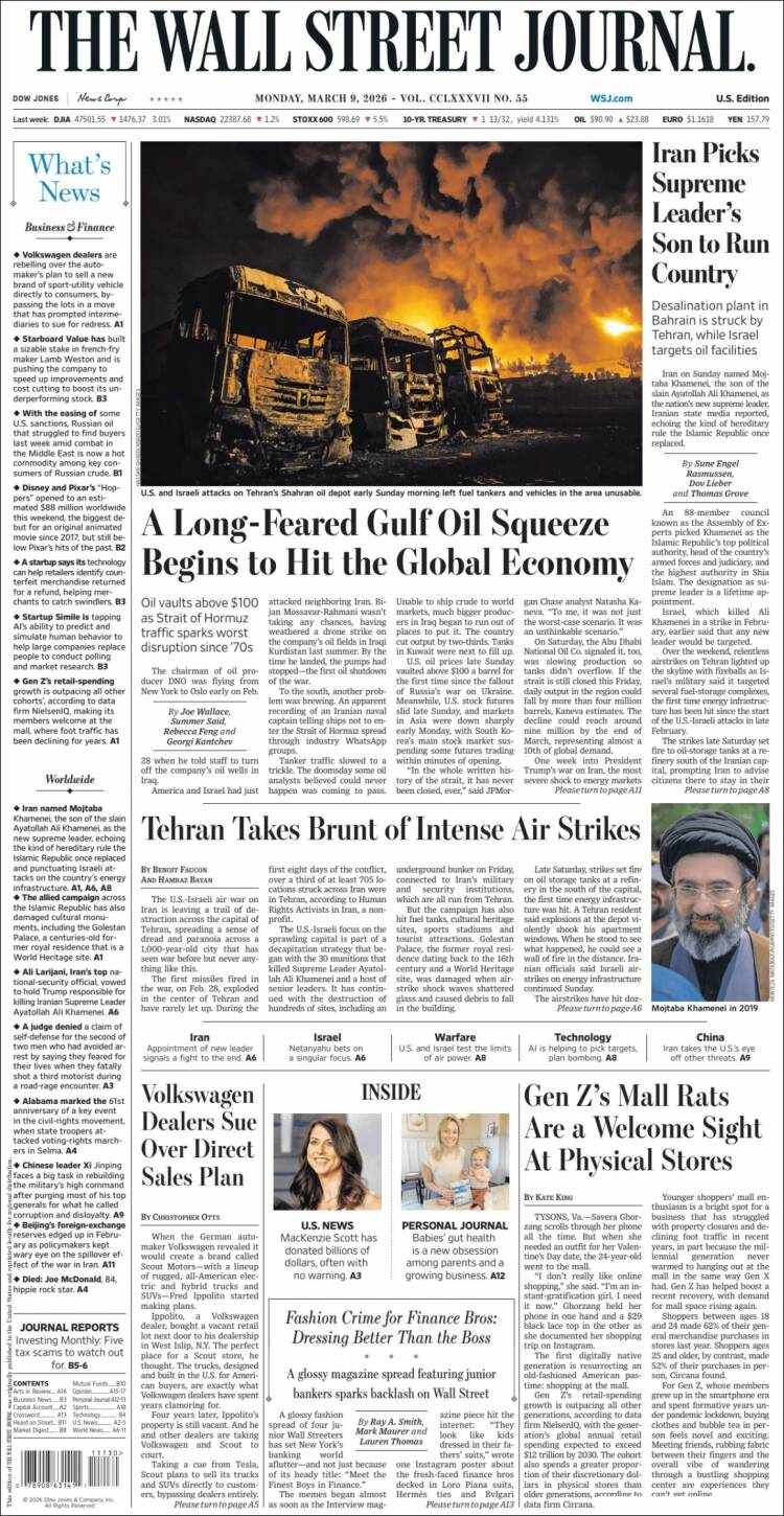 Portada de Wall Street Journal (USA)