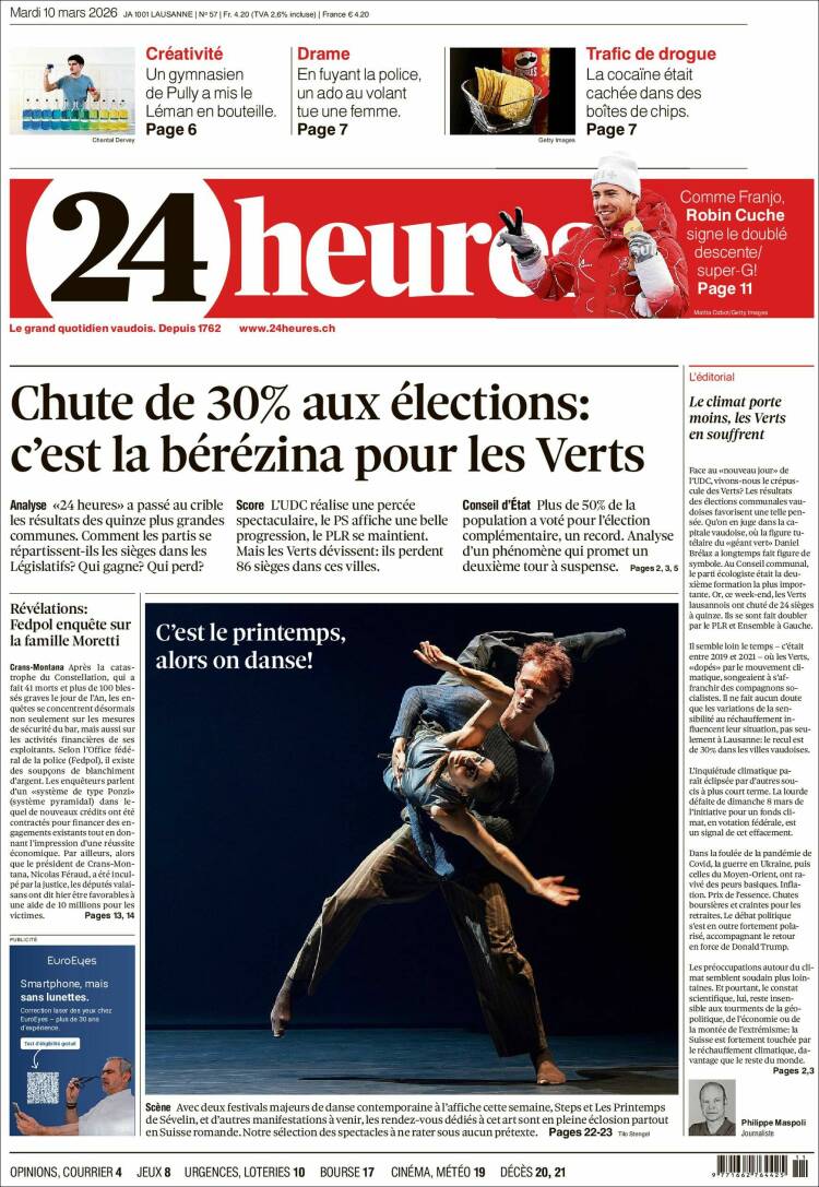 Portada de 24 Heures (Switzerland)