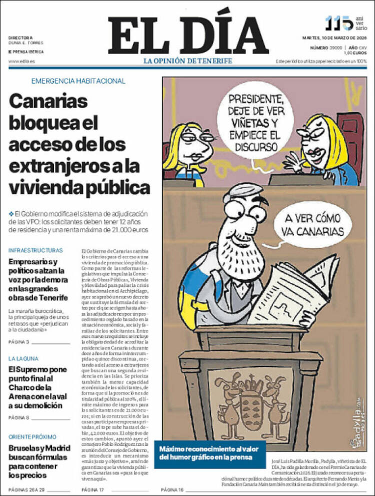 Portada de El Día (Spain)