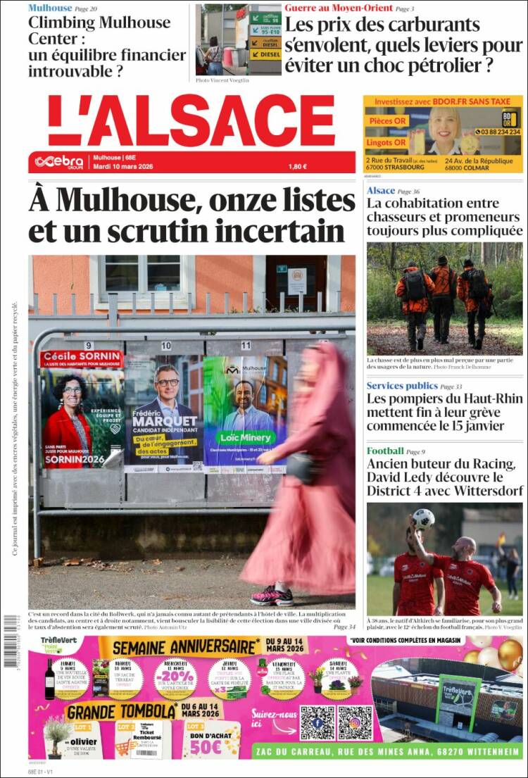 Portada de Journal L'Alsace (France)