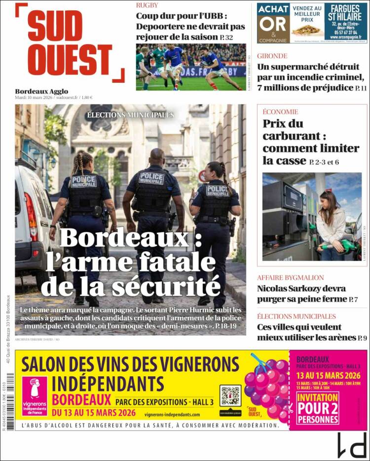 Portada de Sud Ouest (France)
