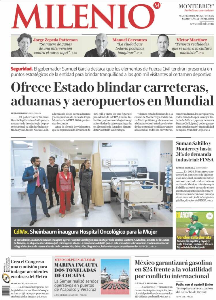 Portada de Milenio de Monterrey (Mexique)