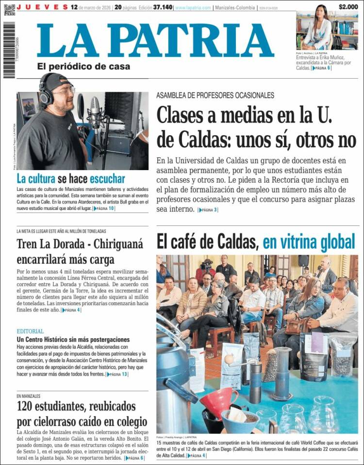 Portada de La Patria (Colombia)