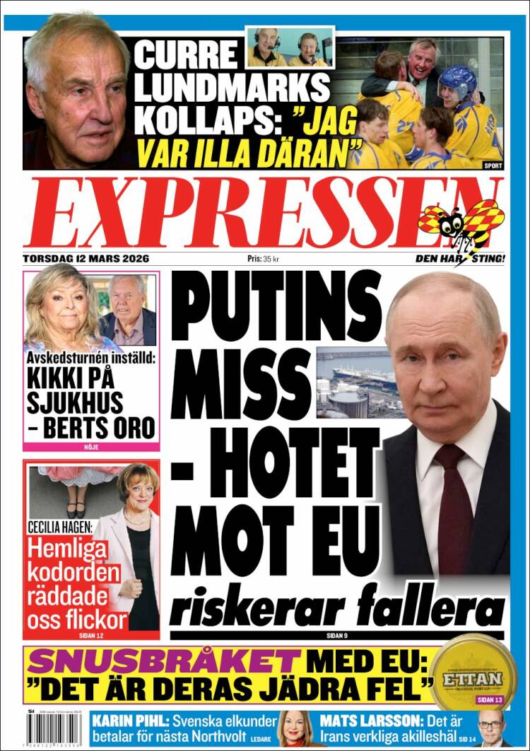 Portada de Expressen (Sweden)