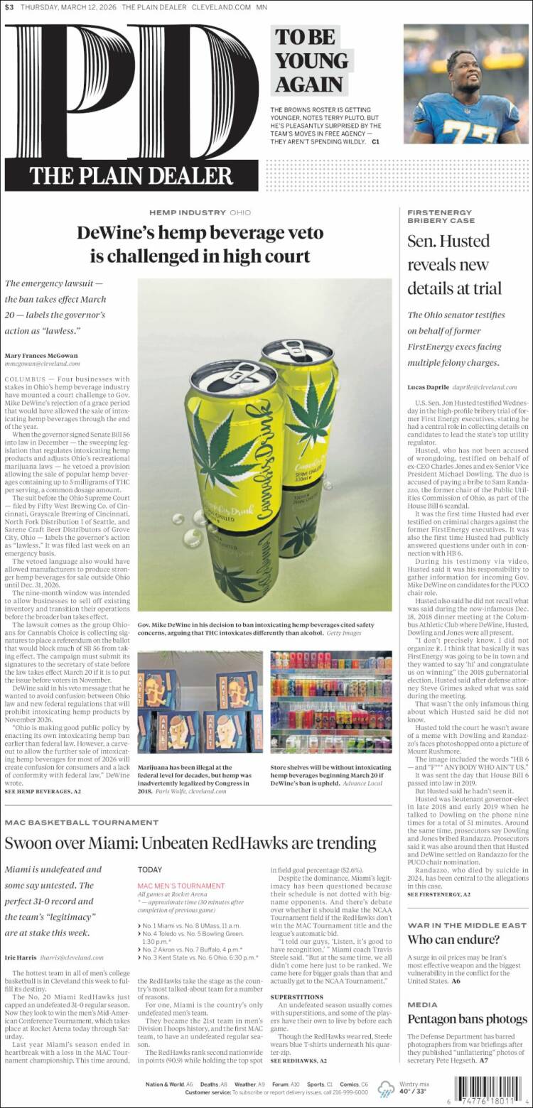 Portada de The Plain Dealer (USA)