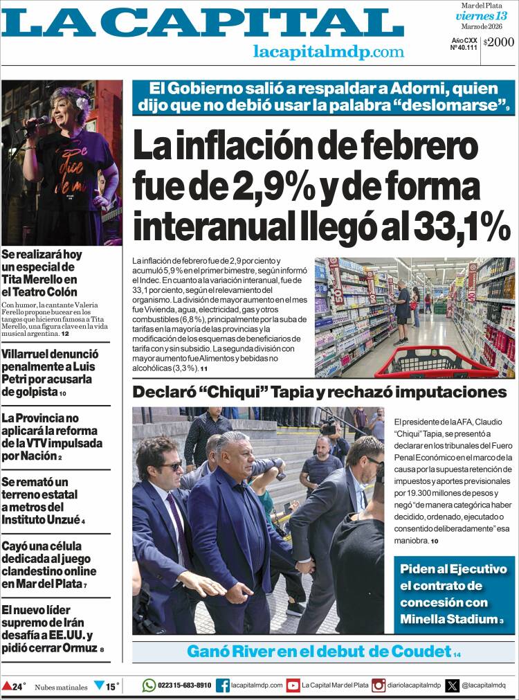 Portada de Diario La Capital - Mar del Plata (Argentina)