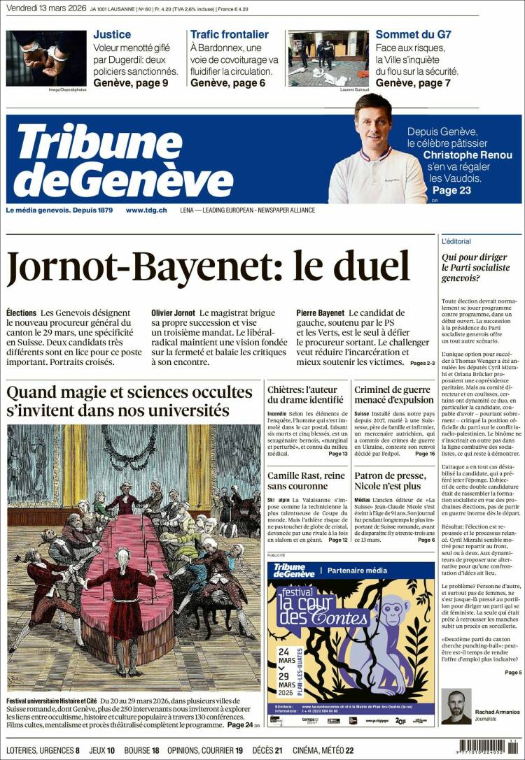 Portada de La Tribune de Genève (Switzerland)