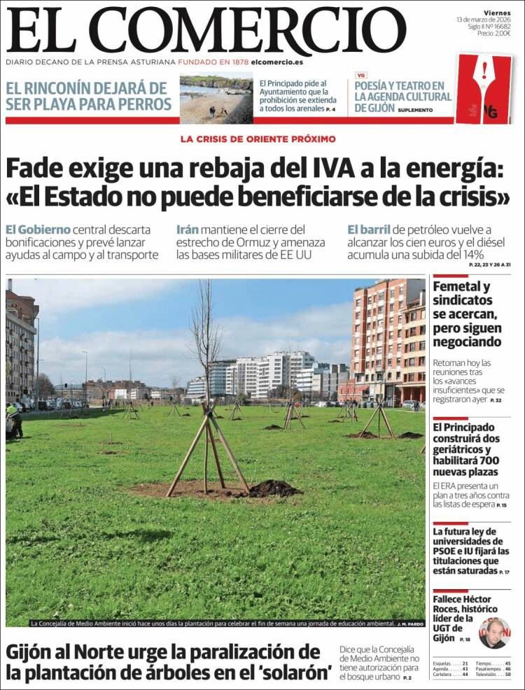 Portada de El Comercio - Gijón (Spain)
