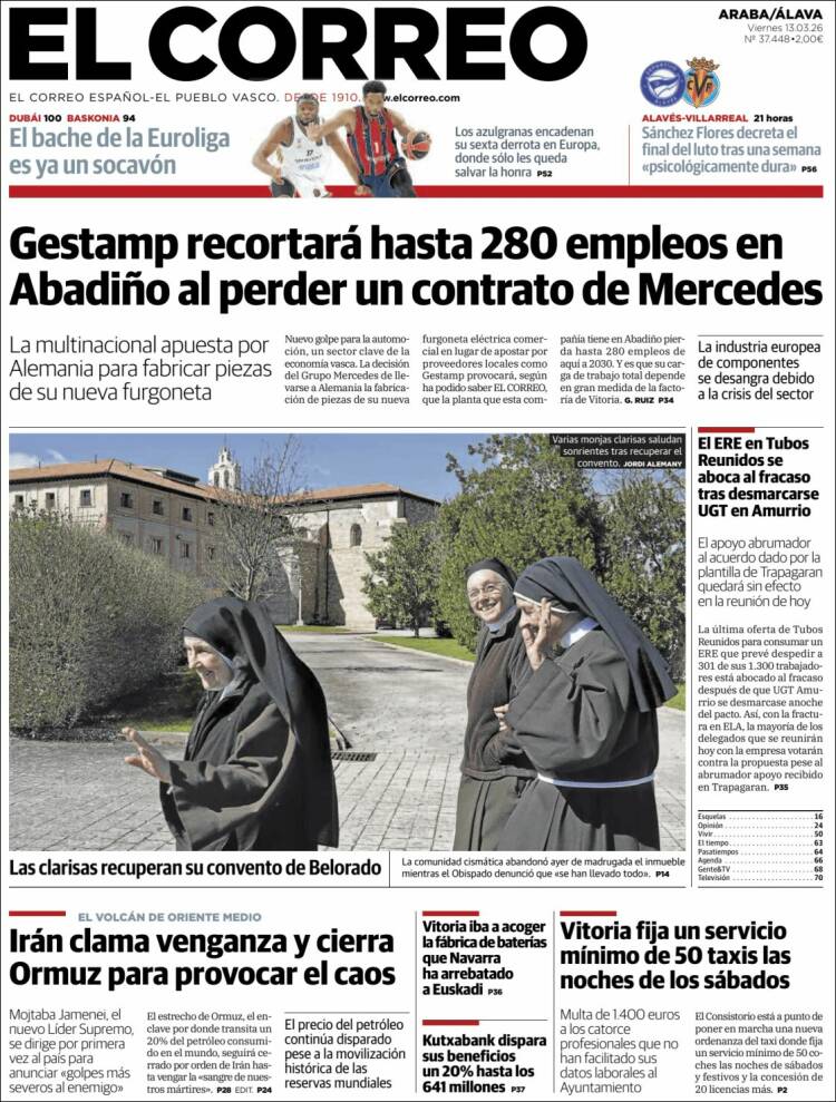 Portada de El Correo - Álava (Spain)