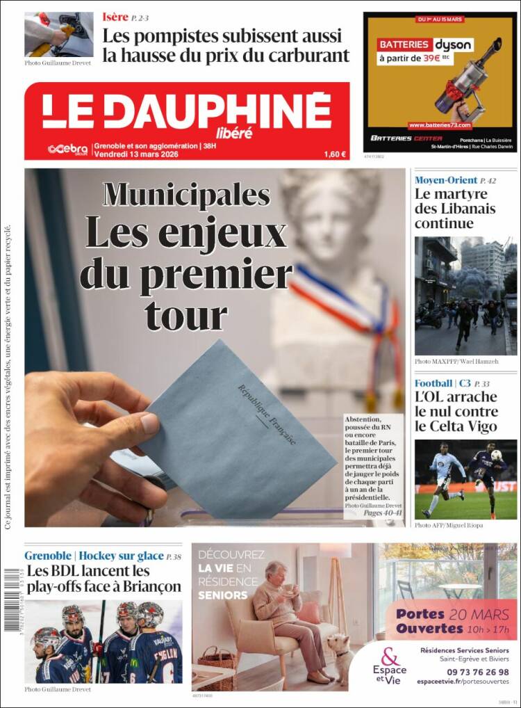 Portada de Le Dauphiné Libéré (France)