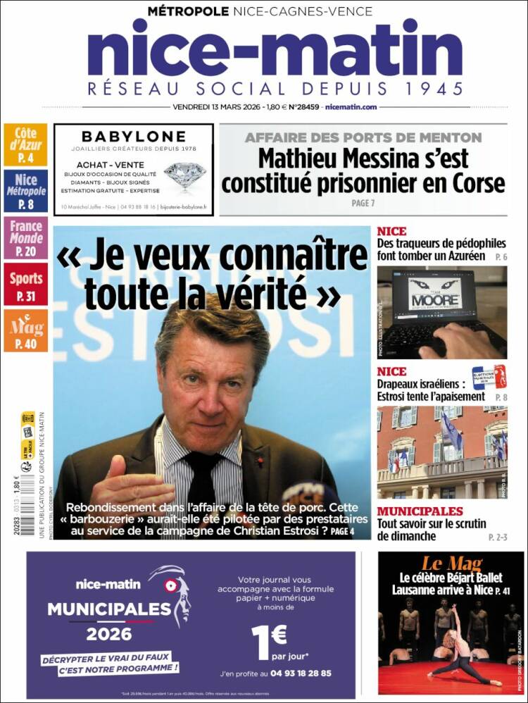 Portada de Nice-Matin (France)