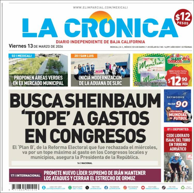 Portada de La Crónica de Baja California (Mexico)
