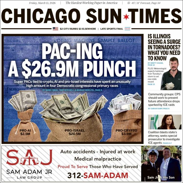 Portada de Chicago Sun-Times (USA)