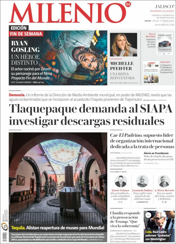 Portada de Milenio - Jalisco (México)