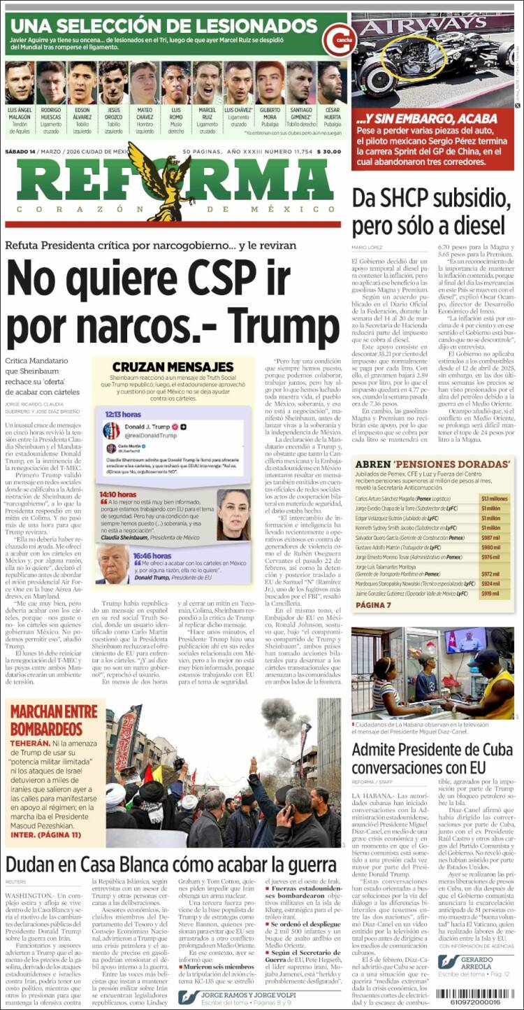 Portada de Reforma (México)