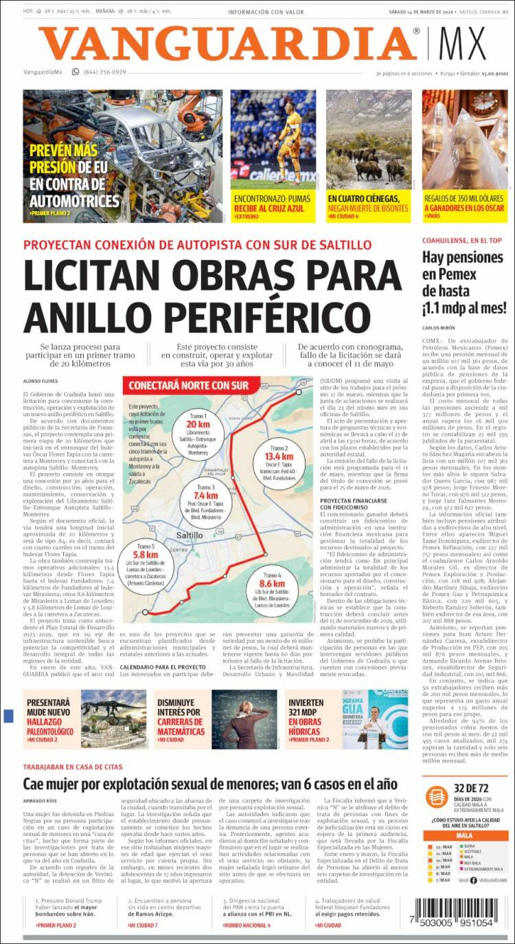 Portada de Vanguardia (México)