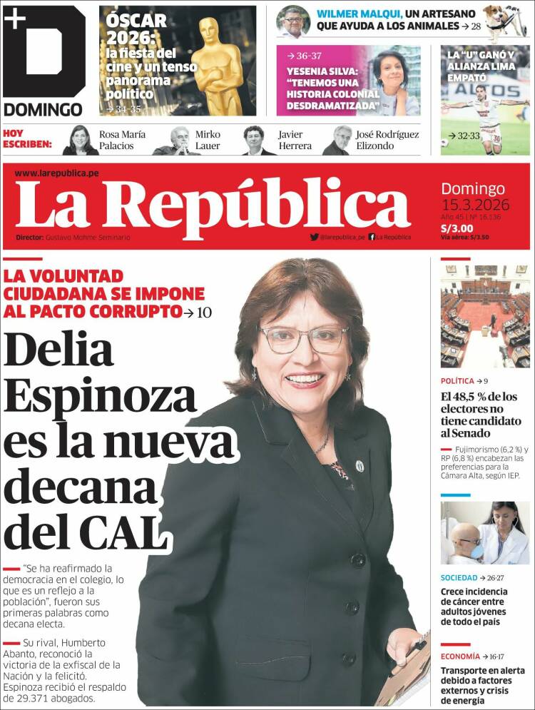 Portada de La Republica (Peru)