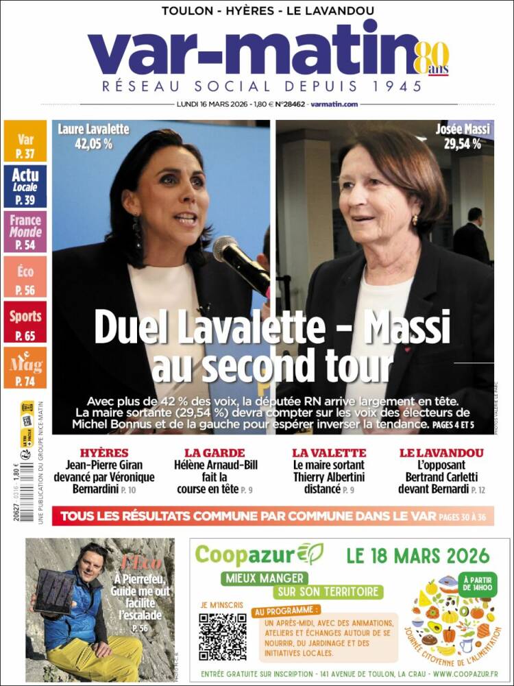 Portada de Var-Matin (France)