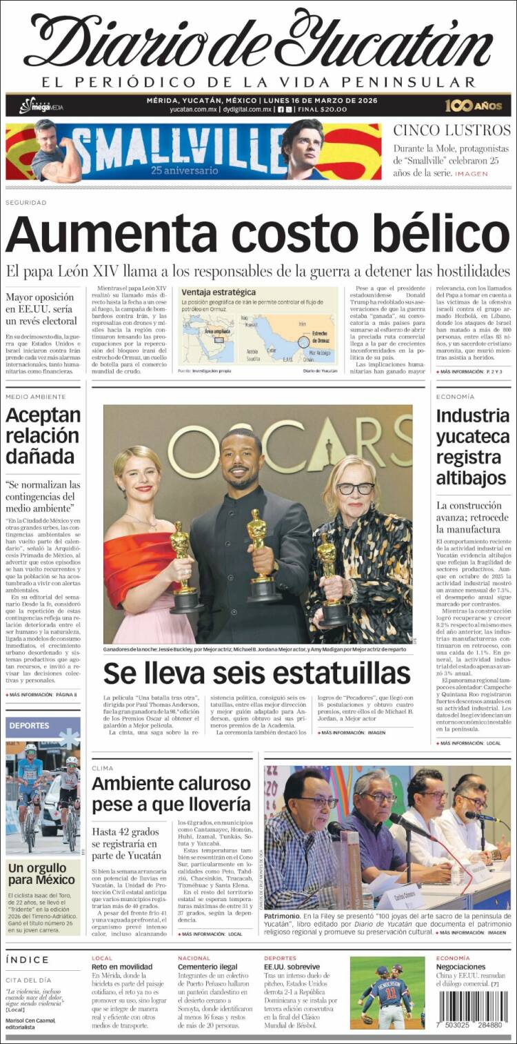 Portada de Diario de Yucatán (México)