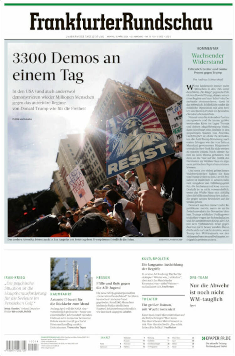 Portada de Frankfurter Rundschau (Germany)