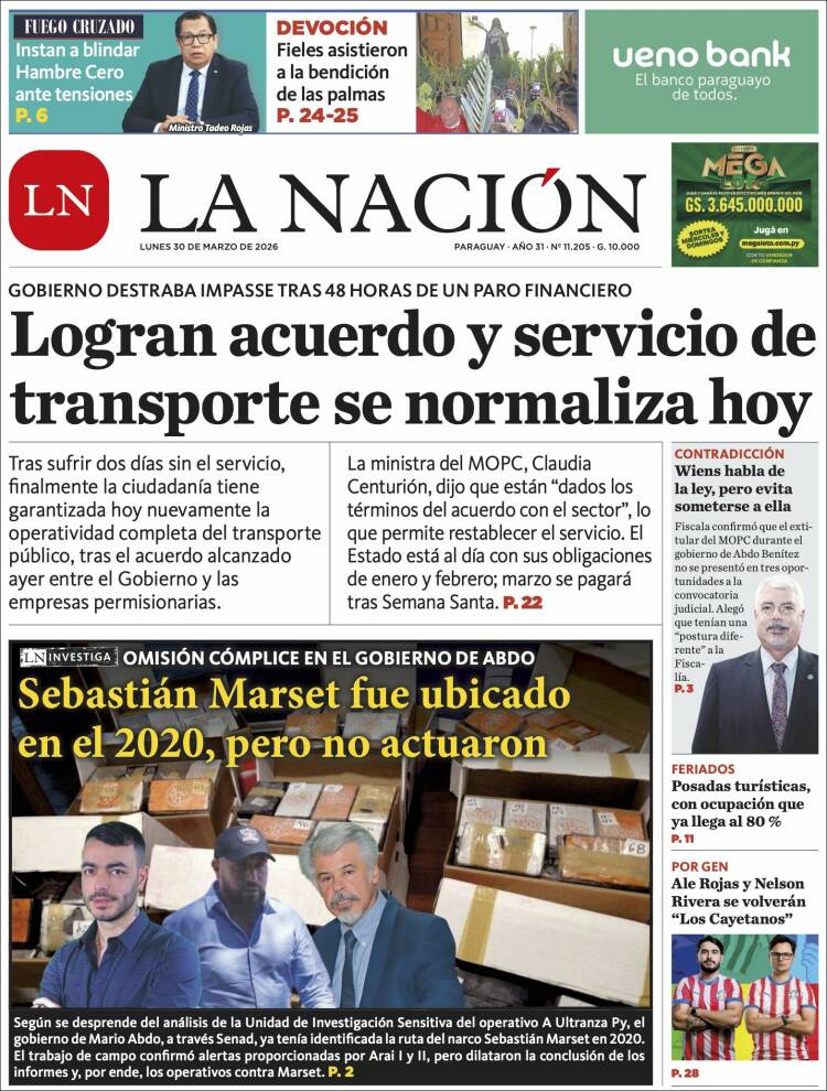 Portada de La Nación (Paraguay)