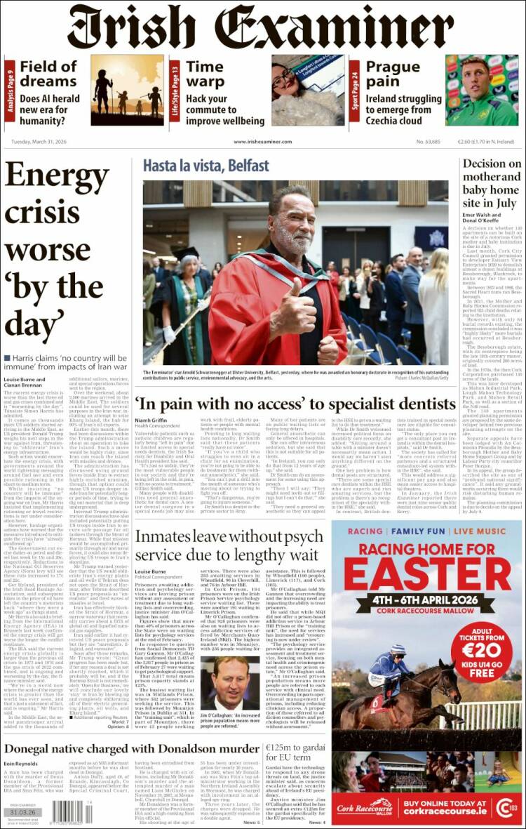 Portada de Irish Examiner (Ireland)