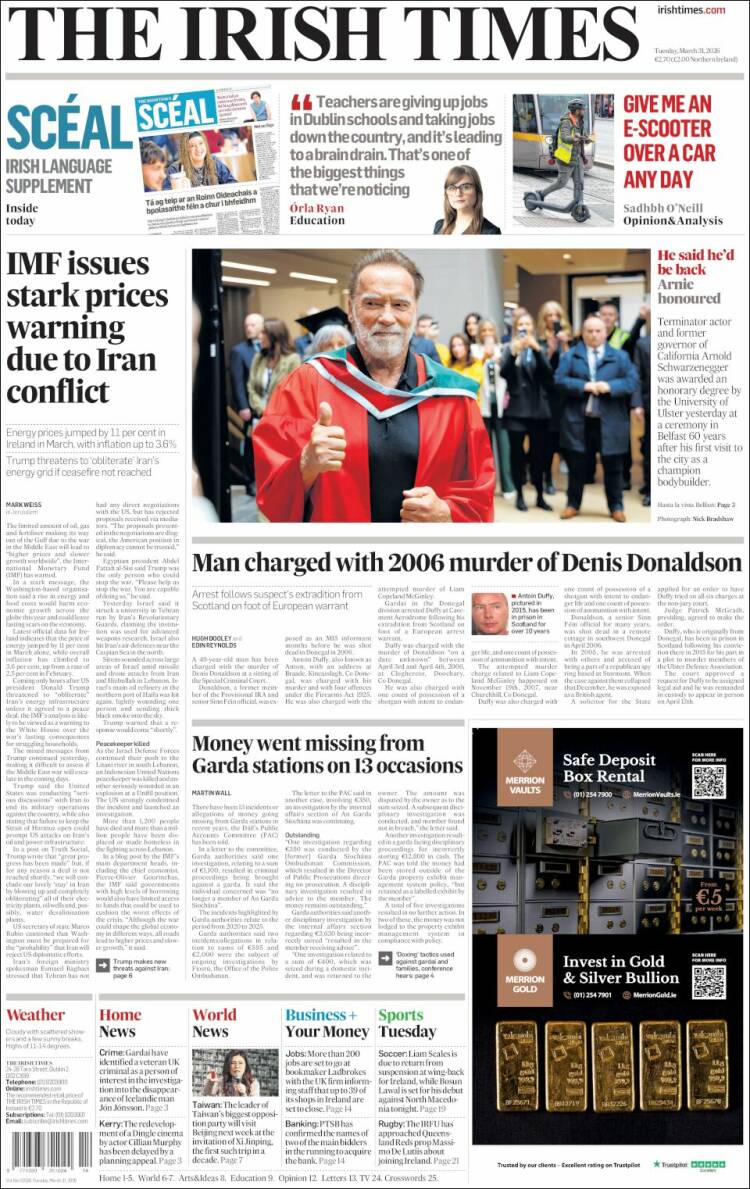 Portada de Irish Times (Ireland)