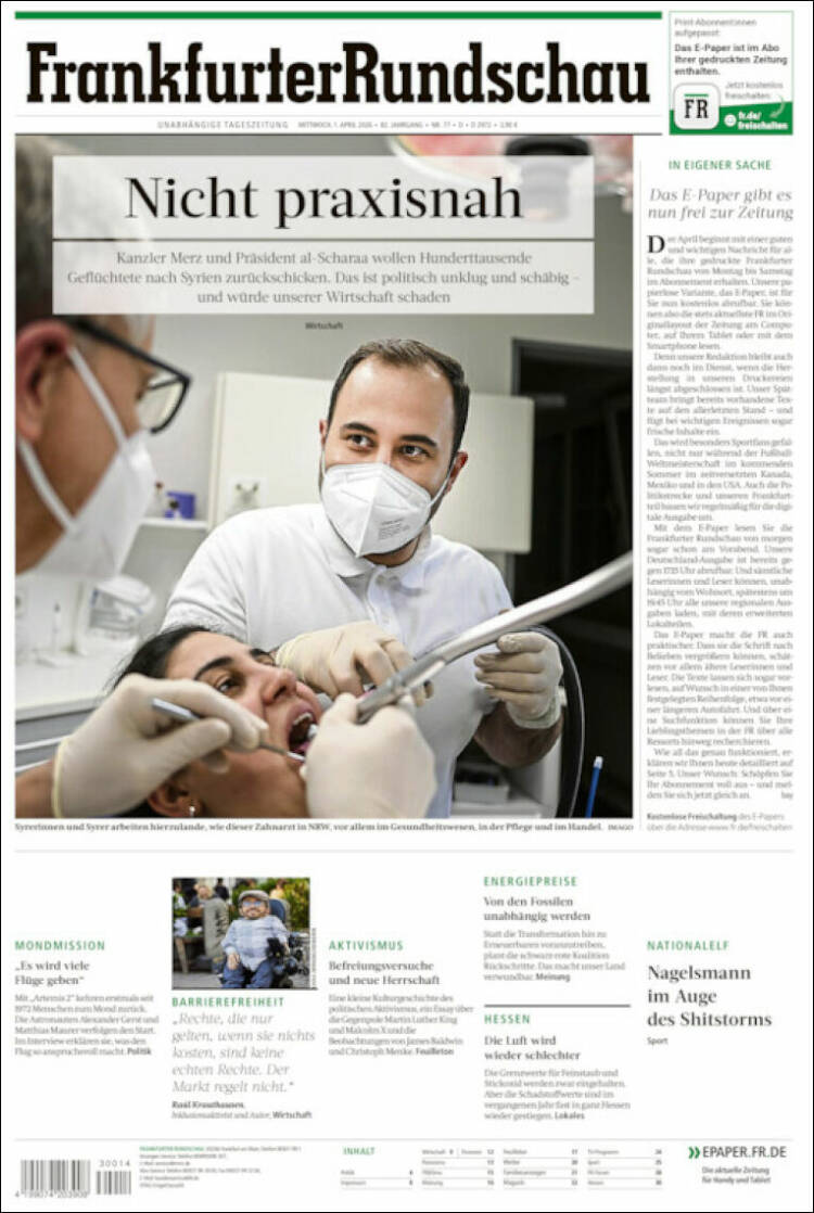 Portada de Frankfurter Rundschau (Germany)