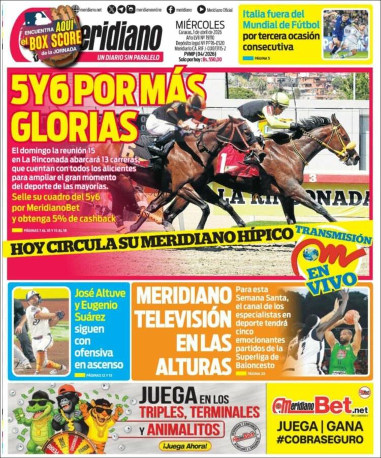 Portada de Meridiano (Venezuela)