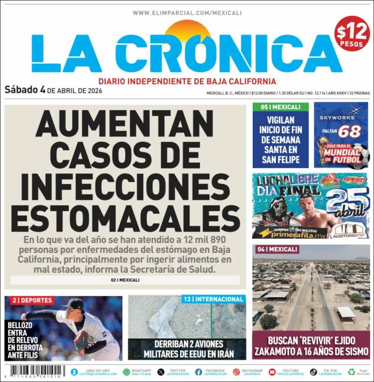 Portada de La Crónica de Baja California (México)