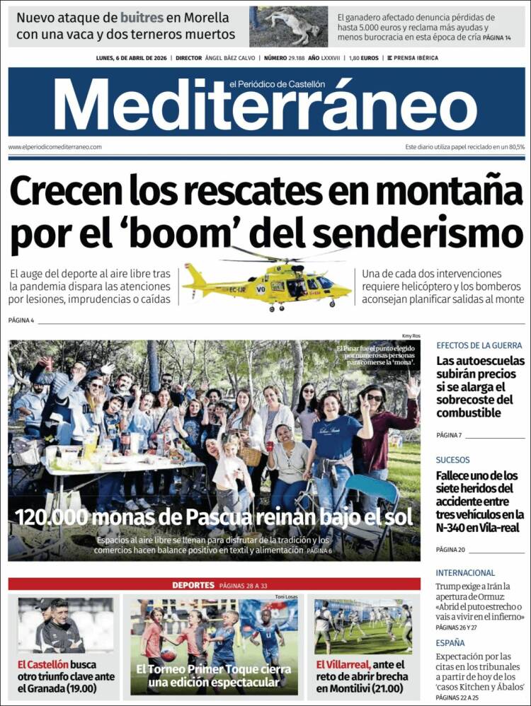 Portada de El Periódico Mediterraneo (España)