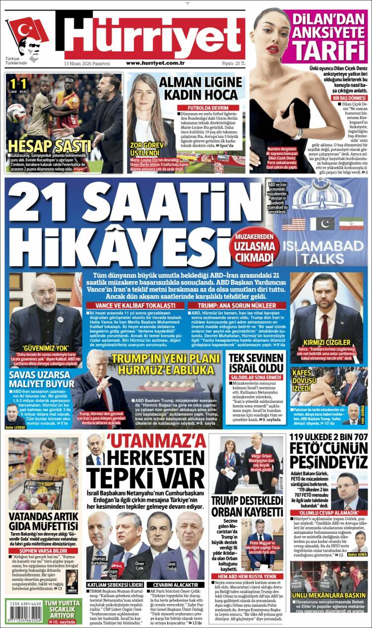 Portada de Hürriyet (Turkey)