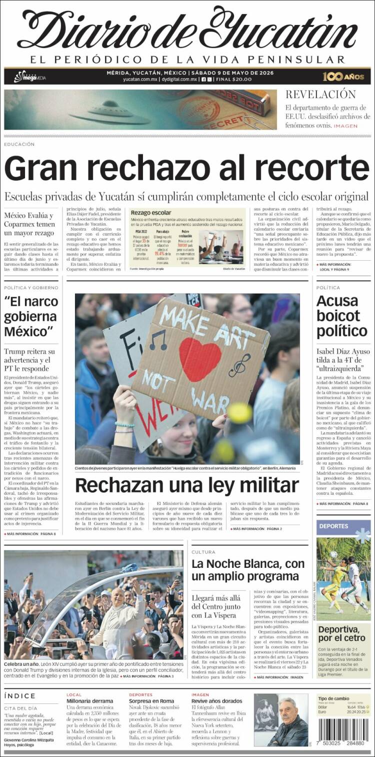 Portada de Diario de Yucatán (México)