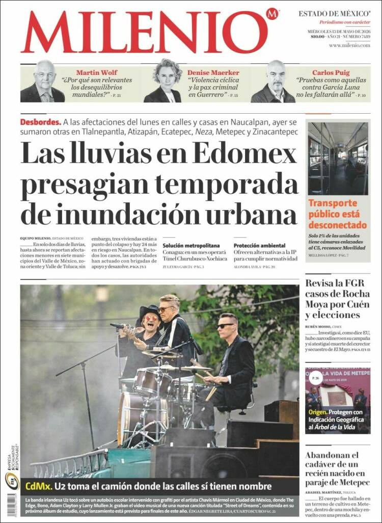 Portada de Milenio - Estado de México (México)